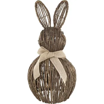 Stojící proutěná dekorace králík s mašlí Rabbit - 23*43 cm