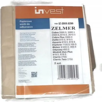 Sáček do vysavače Papírové sáčky do vysavače Zelmer Cobra Meteor 2 Wodnik Explorer 5 ks