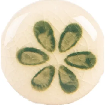 Dveřní kování Zeleno-béžová keramická úchytka Zesblad – 3x3 cm