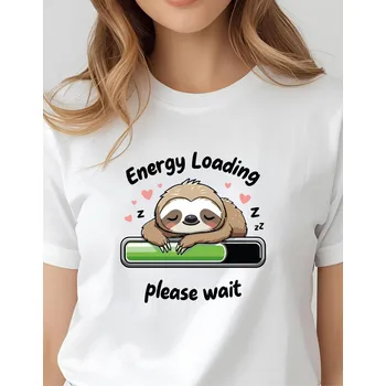 Dámské tričko Dámské tričko - Energy loading lenochod Barva: Bílá, Velikost: 3XL