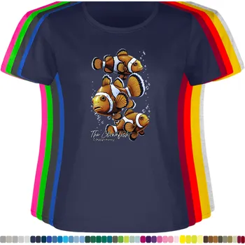 damske-levne-bavlnene-tricko-digitalni-potisk-rybicky-klauni Barva: Navy - tmavě modrá, velikost: XXL