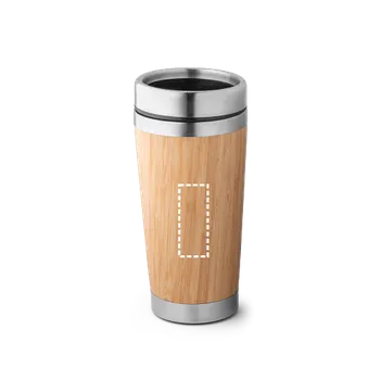 Termohrnek PIETRO. Cestovní hrnek z bambusu a nerezové oceli 500 ml Tampontisk (max. 1 barva, 20 x 50mm) 1 barva 1 Tělo lahve