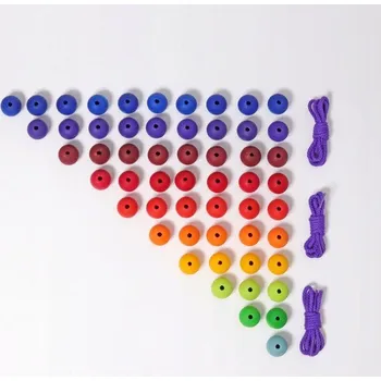 Dřevěná hračka Grimm's Barevné dřevěné schody, 55 dílů