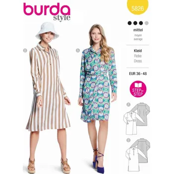 Střih na dámské košilové šaty ve vel. 36-48 5826