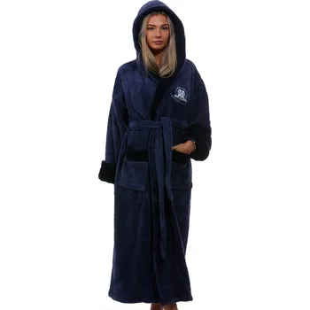 Dámský župan Modrošedý huňatý károvaný župan pro ženy na kojení do porodnice 1z1002 šedá l