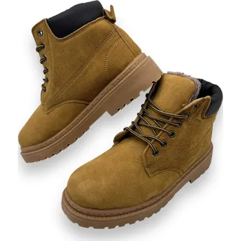 Pánská zimní obuv Fashion Pánské béžové zateplené vyšší pracovní boty na šněrování Barva: Béžová, Velikost: 44