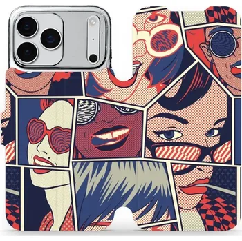 Pouzdro na mobilní telefon Flipové pouzdro Mobiwear - Apple iPhone 17 Pro Max - VP18P Komiks (Knížkové flip pouzdro, obal, kryt na mobil Apple iPhone 17 Pro Max - VP18P Komiks, materiál Umělá kůže + TPU - ochrana 360°, stojánek, silikonová vanička, magnetické zavírání)