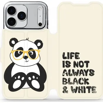 Pouzdro na mobilní telefon Flipové pouzdro Mobiwear - Apple iPhone 17 Pro Max - M041S Panda - life is not (Knížkové flip pouzdro, obal, kryt na mobil Apple iPhone 17 Pro Max - M041S Panda - life is not, materiál Umělá kůže + TPU - ochrana 360°, stojánek, silikonová vanička,)