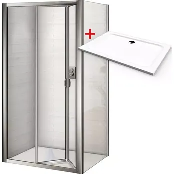 WRITE ROCKY 90x80 Sprchový kout se zalamovacími dveřmi a mramorovou vaničkou