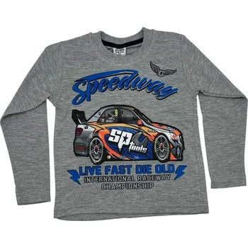 Chlapecké tričko Zeyrek Chlapecké šedé tričko s dlouhým rukávem SPEEDWAY Barva: Šedá, Velikost: 110
