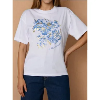 Dámské tričko Sinsay - Tričko s krátkými rukávy a potiskem - bílá - 603FG-00X - 603FG-00X-M