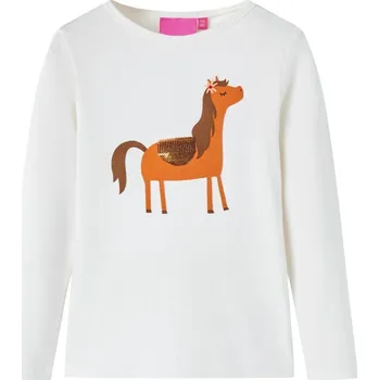 Dívčí tričko vidaXL Dětské tričko s dlouhým rukávem 104 [13625] Barva: ecru