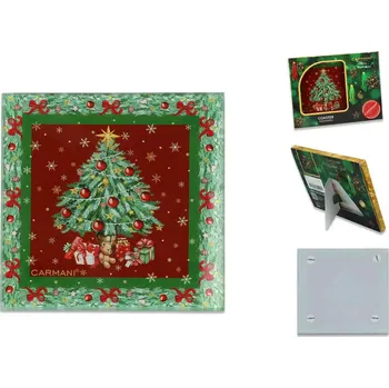 Carmani® Carmani - Skleněné prostírání pod hrnek Vánoční stromeček s dárky dekor č. 3 - 10,5*10,5 cm