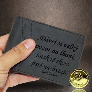 Peněženka Tvujoriginal Černá kožená dolarovka s fotkou, textem nebo monogramem Černá