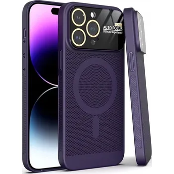 Pouzdro na mobilní telefon Sklo MagSafe pro iPhone 15 Pro Max Pouzdro Effcotuo - fialové