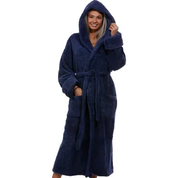 Dámský župan Extra dlouhý modrý huňatý župan pro ženy 1z1005 modrá xl