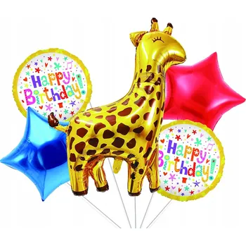 Balónek Sada narozeninových balónků se žirafou, 5 ks