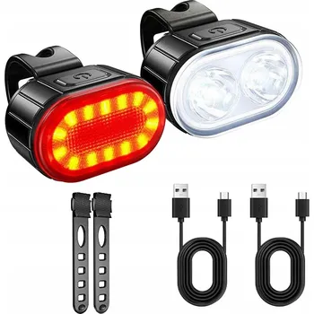 Cyklosvítilna SADA SVĚTEL NA KOLO USB PŘEDNÍ A ZADNÍ SVĚTLO KOMPLET
