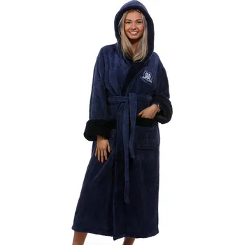 Dámský župan Modrošedý huňatý károvaný župan pro ženy 1z1002 šedá l