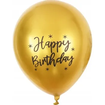 Balónek Latexové balónky zlaté "Happy Birthday", 50 ks