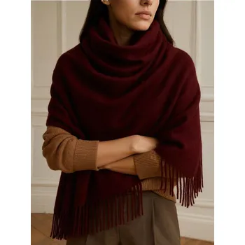 Sinsay - Jednobarevná šála s třásněmi - burgundy - 173GB-83X - 173GB-83X-ONE