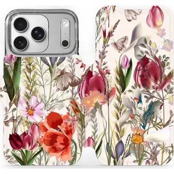 Pouzdro na mobilní telefon Flipové pouzdro Mobiwear - Apple iPhone 17 Pro - MP01S Rozkvetlá louka (Knížkové flip pouzdro, obal, kryt na mobil Apple iPhone 17 Pro - MP01S Rozkvetlá louka, materiál Umělá kůže + TPU - ochrana 360°, stojánek, silikonová vanička, magnetické zavírání)