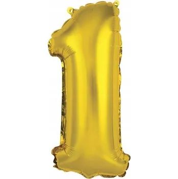 Balónek Fóliový balónek číslice 1 zlatý 35cm 1 Ks