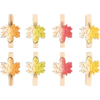 Vánoční dekorace Anděl Přerov, s.ro. Listy dřevěné na kolíčku 3 cm, 8 ks