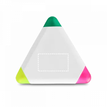 Zvýrazňovač TRIAN. Zvýrazňovač PP ve tvaru trojúhelníku se třemi barvami Tampontisk (max. 5 barev, 35 x 20mm) 1 barva 10 Zadní