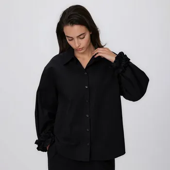 Reserved - Košile s ozdobnými volány - černý - 763HF-99X - 763HF-99X-XS