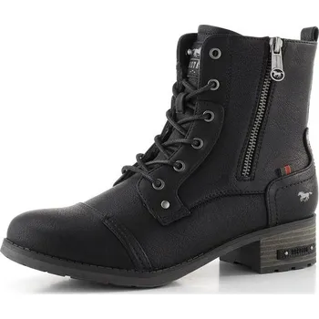 Dámské kozačky Mustang šněrovací kotník se zipem black 15M0062011 - 38 | P698832