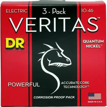Struna pro kytaru a smyčcový nástroj DR Strings VTE-10 Veritas 3-Pack Struny pro elektrickou kytaru