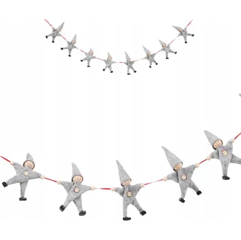 Vánoční dekorace Ozdobný řetěz Mikuláš Ozdoba na vánoční stromeček Stěna 140 Cm Girlanda Šedá