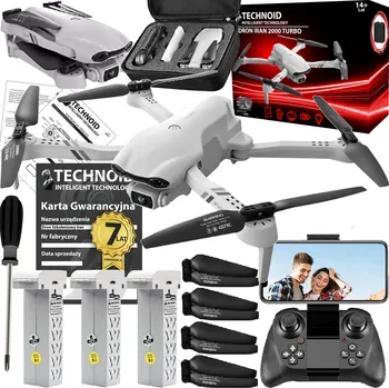 Dron Dron Technoid s HD kamerou, dolet 2000 m, výdrž 90 minut, 3 baterie, GPS, v kufříku