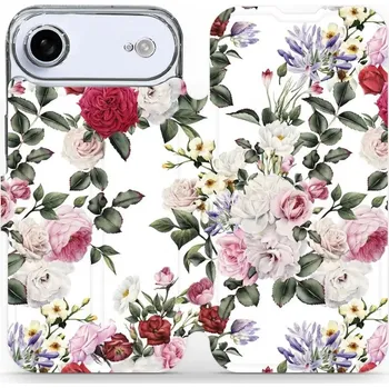 Pouzdro na mobilní telefon Flipové pouzdro Mobiwear - Apple iPhone Air - MD01S Růže na bílé (Knížkové flip pouzdro, obal, kryt na mobil Apple iPhone Air - MD01S Růže na bílé, materiál Umělá kůže + TPU - ochrana 360°, stojánek, silikonová vanička, magnetické zavírání)