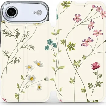 Pouzdro na mobilní telefon Flipové pouzdro Mobiwear - Apple iPhone Air - MD03S Tenké rostlinky s květy (Knížkové flip pouzdro, obal, kryt na mobil Apple iPhone Air - MD03S Tenké rostlinky s květy, materiál Umělá kůže + TPU - ochrana 360°, stojánek, silikonová vanička, magnetické)