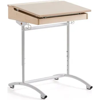 Zahradní lavice Školní lavice ACCESS, 650x550 mm, nastavitelná výška, HPL, bílá/bříza