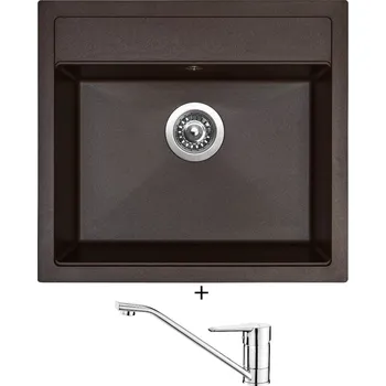 Kuchyňský dřez Granitový dřez SET Sinks SOLO 560 marone + Deante CORIO BFC 060M chrom