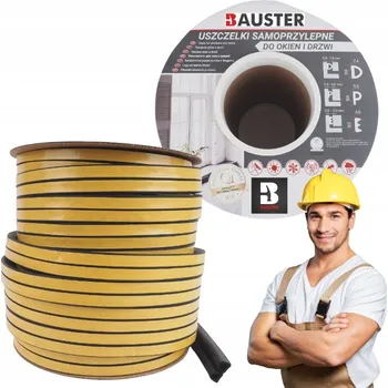 Těsnění do okna a dveří Těsnění Profil D 100m 9x7,5 ČERNÉ samolepicí na dveře okna DVEŘNÍ