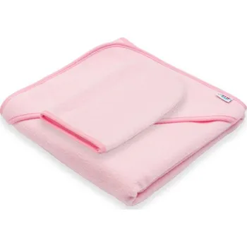 Dětská froté osuška s kapucí New Baby BASIC 80x80 ružová