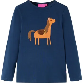 Chlapecké tričko vidaXL Dětské tričko s dlouhým rukávem 104 [13625] Barva: Námořnická modrá