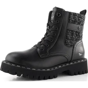 Dámské kozačky Mustang šněrovací kotník na hrubé podešvi black 15M0302007 - 38 | P698851