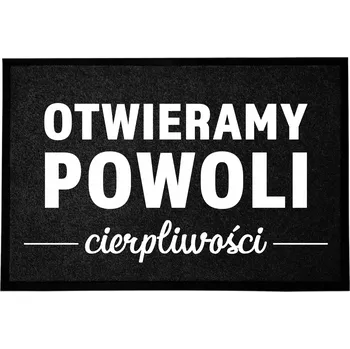 Rohožka ČERNÁ VSTUPNÍ ROHOŽKA DO DOMU DEKORATIVNÍ DÁREK TRPĚLIVOSTI 60X40