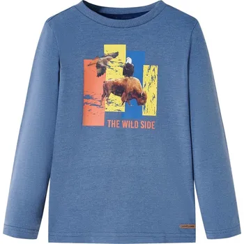 Chlapecké tričko vidaXL Dětské tričko s dlouhým rukávem modré melanž 128 [12992]