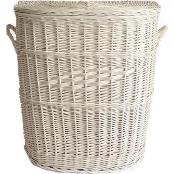 Koš na prádlo Proutěný koš na prádlo velký bílý (půlkulatý široký)