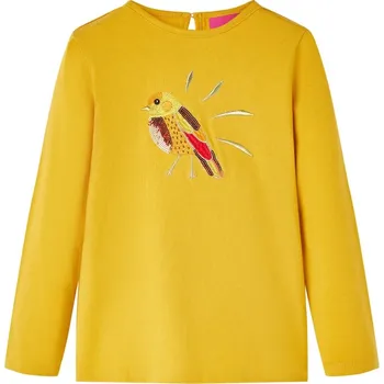 Chlapecké tričko vidaXL Dětské tričko s dlouhým rukávem tmavě 116 [13636] Barva: Okrová