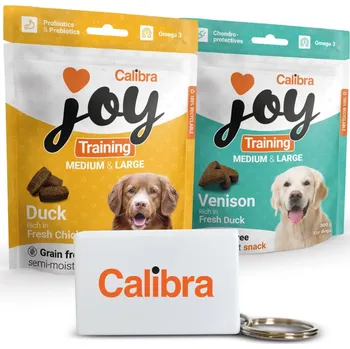 Pamlsek pro psa Calibra Joy Dog Training Snacks Medium & Large 2x300g + klikr