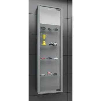 Komoda VCM Nástěnná vitrína Stano Mini s LED osvětlením, stříbrná 763517