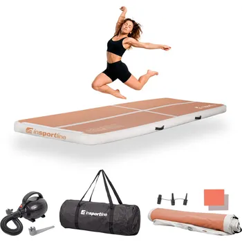 Žíněnka inSPORTline Airtrack Airstunt 300x100x10 cm mocha mousse s elektrickou pumpou