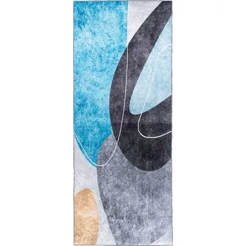 Koberec Koberec Print Shine 70x140 cm, abstraktní modro-grafitový vzor